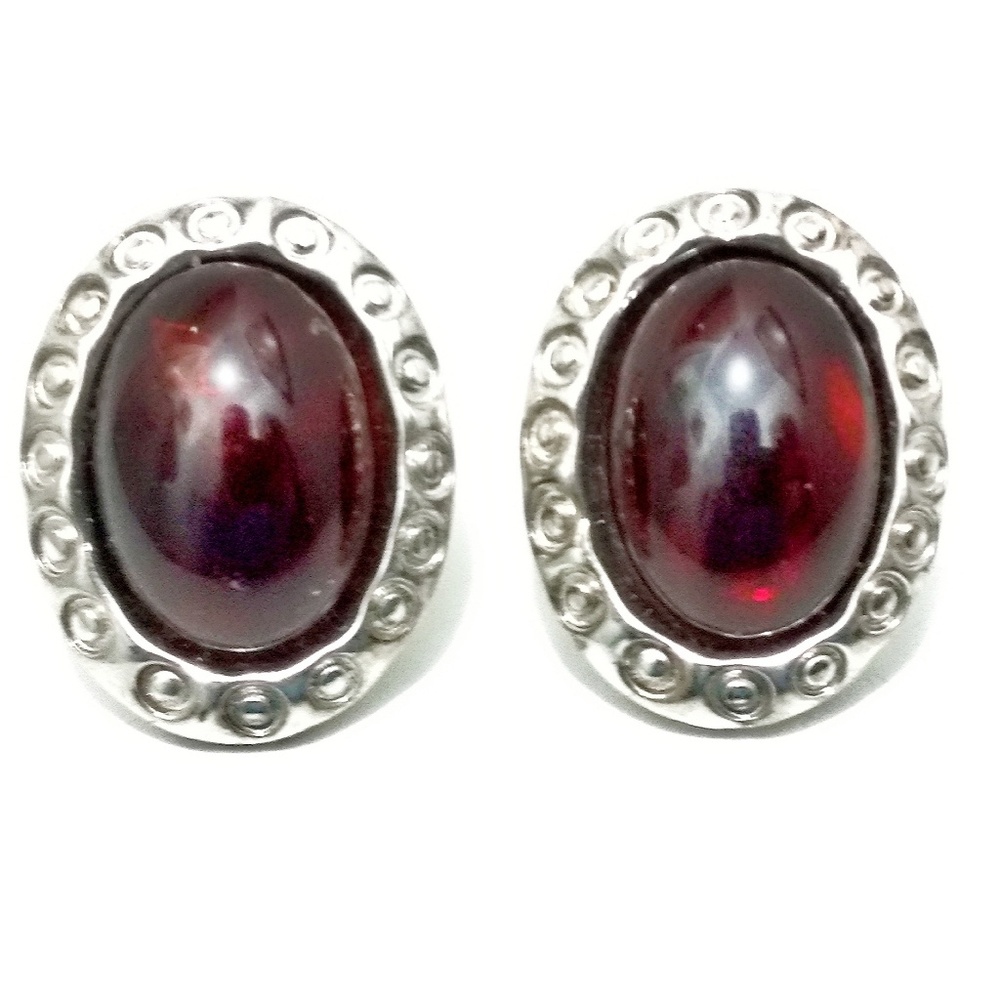 Vintage Amber Oversized Earrings set in Silver